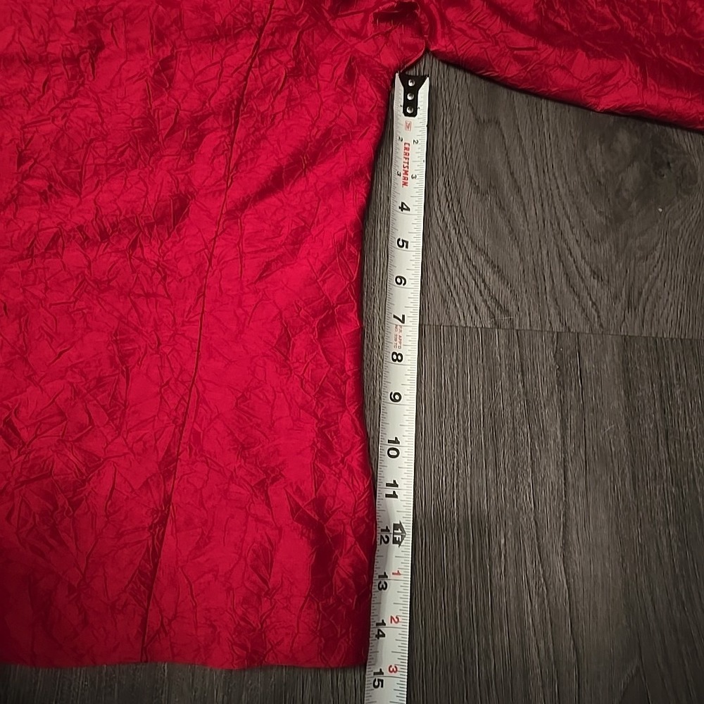 Eileen Fisher Sz L Beautiful RED Crinkled 100% Silk Exquisite Blouse Shirt Top - Picture 5 of 10